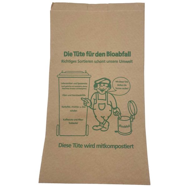 Papiermüllbeutel Bio-Abfallbeutel mit Druck 20 + 16 x 36 cm 25 Stück